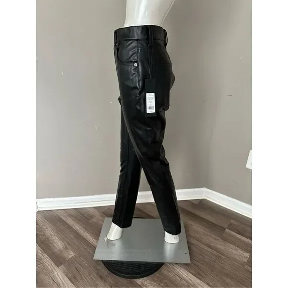 NWT VERONICA BEARD MAERA SKINNY High-Rise Stretch Vegan Leather Jeans $298